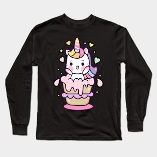 unicorn cat cartoon Long Sleeve T-Shirt